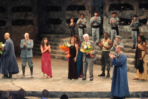Marcela at the opening night of Burial at Thebes